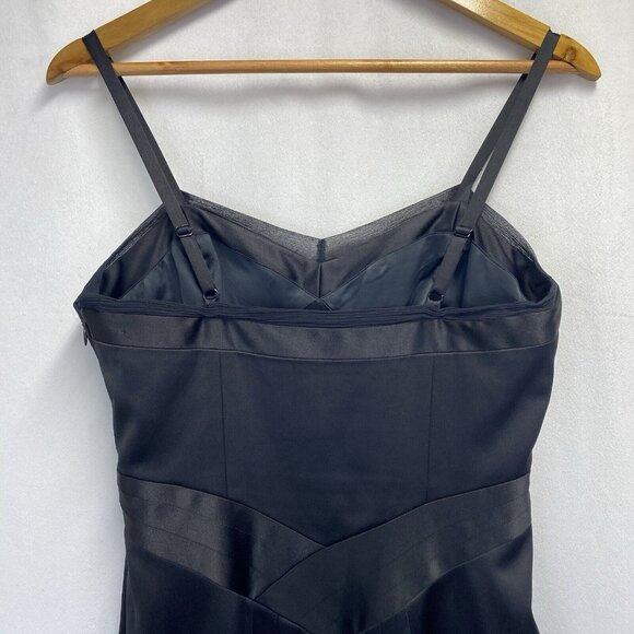 BCBG Paris Adjustable Straps Body Con Lined Dress Women Sz 6 Black Side Zipper - Picture 12 of 16